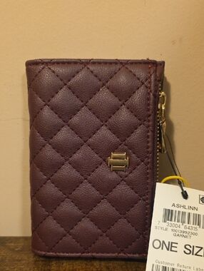 INC International Concepts Quilted Garnet Wallet with Gold Hardware
